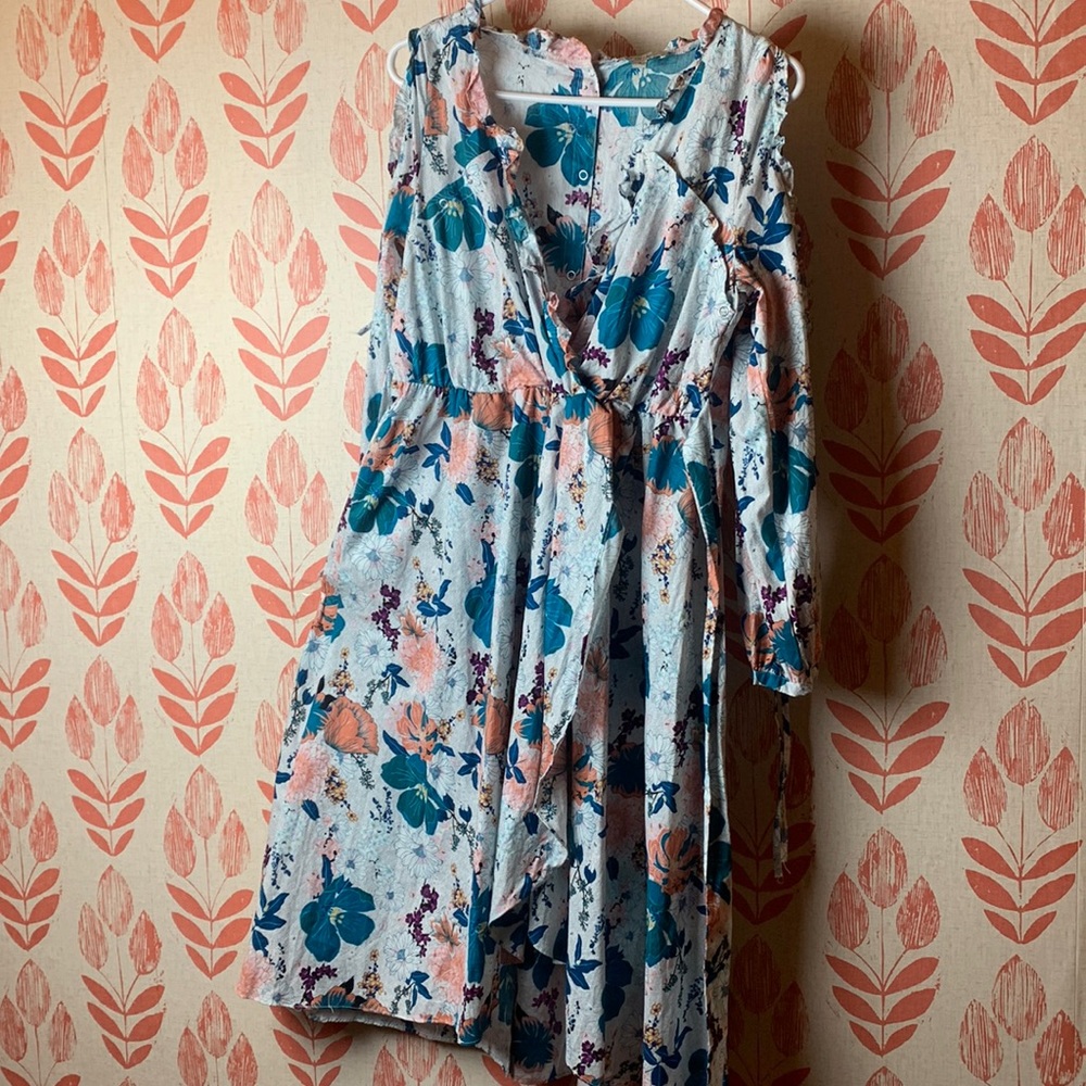 Kimi and Kai Floral Dress - Blue and Pink